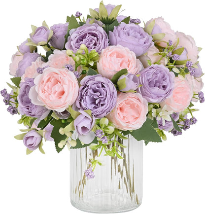 2 Packs Peonies Artificial Flowers, Light Pink Silk Artificial Peonies | Fake Peonies Artificial Peony Flower Bouquets for Centerpiece Table Wedding Party Home Decor