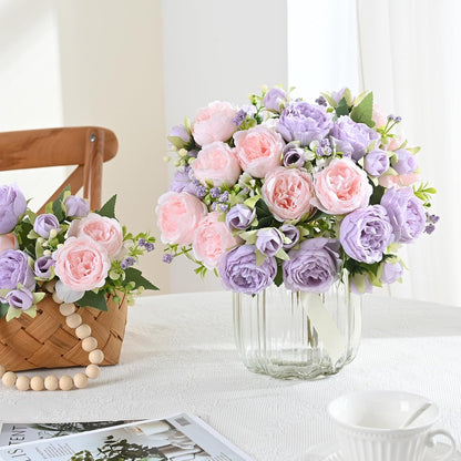 2 Packs Peonies Artificial Flowers, Light Pink Silk Artificial Peonies | Fake Peonies Artificial Peony Flower Bouquets for Centerpiece Table Wedding Party Home Decor
