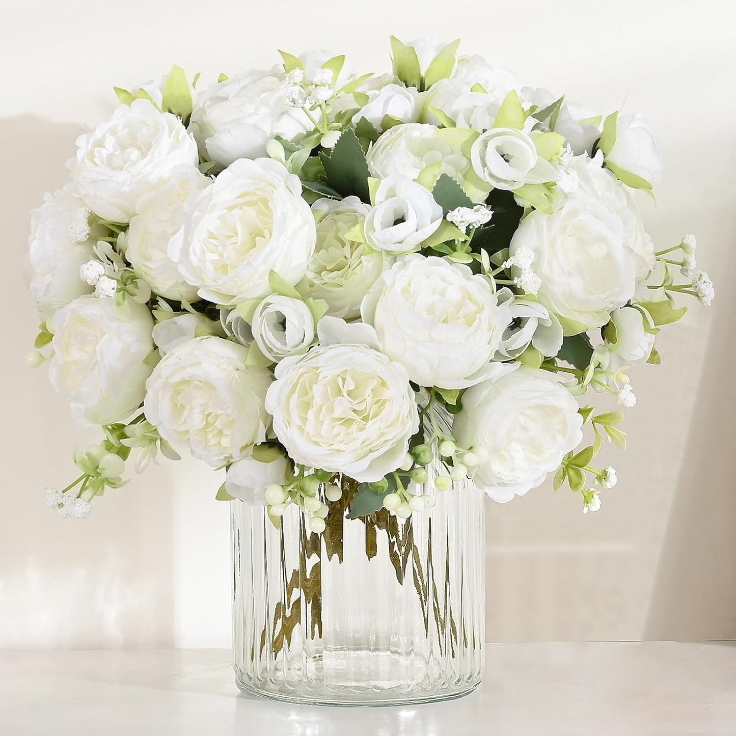 2 Packs Peonies Artificial Flowers, Light Pink Silk Artificial Peonies | Fake Peonies Artificial Peony Flower Bouquets for Centerpiece Table Wedding Party Home Decor
