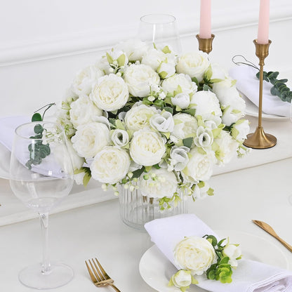 2 Packs Peonies Artificial Flowers, Light Pink Silk Artificial Peonies | Fake Peonies Artificial Peony Flower Bouquets for Centerpiece Table Wedding Party Home Decor