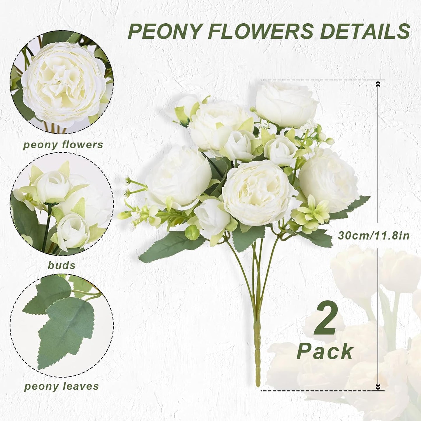 2 Packs Peonies Artificial Flowers, Light Pink Silk Artificial Peonies | Fake Peonies Artificial Peony Flower Bouquets for Centerpiece Table Wedding Party Home Decor