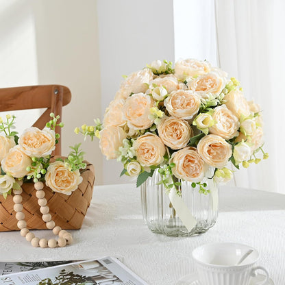 2 Packs Peonies Artificial Flowers, Light Pink Silk Artificial Peonies | Fake Peonies Artificial Peony Flower Bouquets for Centerpiece Table Wedding Party Home Decor