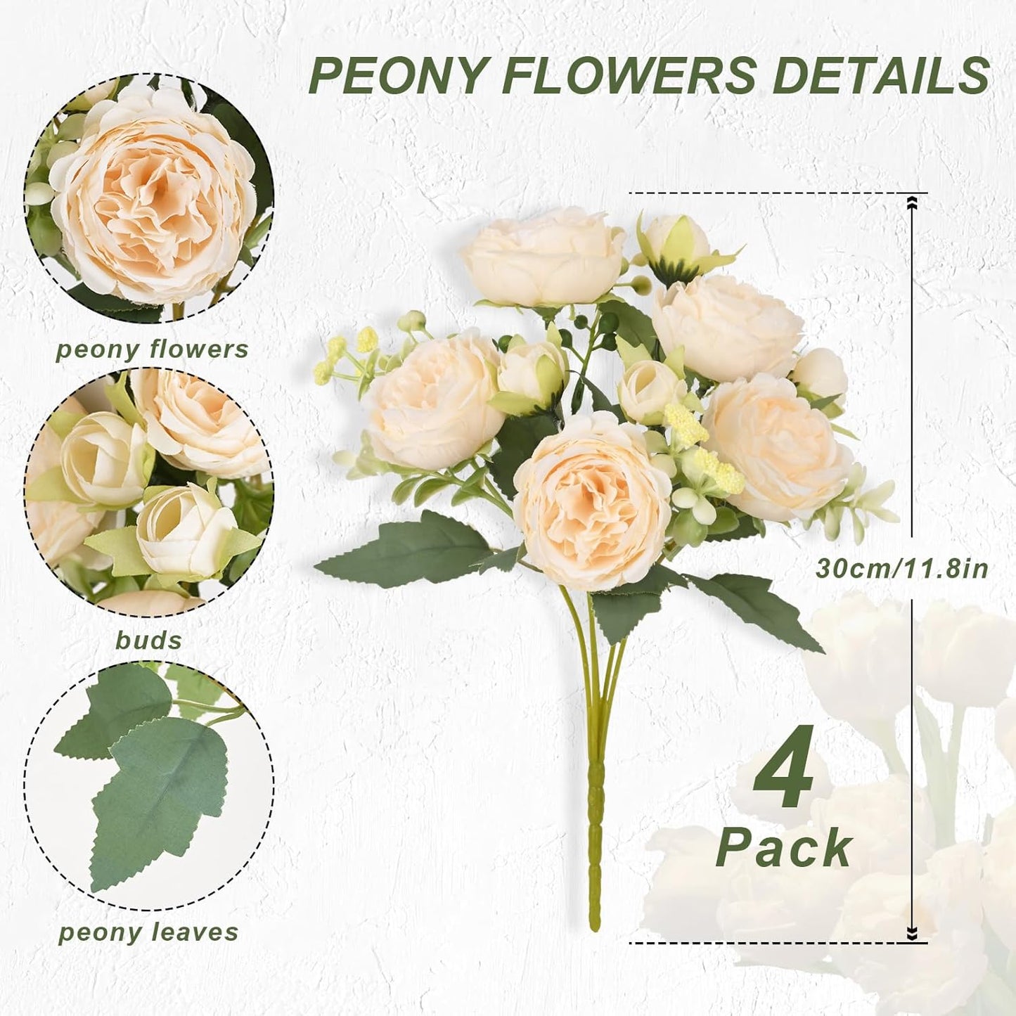 2 Packs Peonies Artificial Flowers, Light Pink Silk Artificial Peonies | Fake Peonies Artificial Peony Flower Bouquets for Centerpiece Table Wedding Party Home Decor