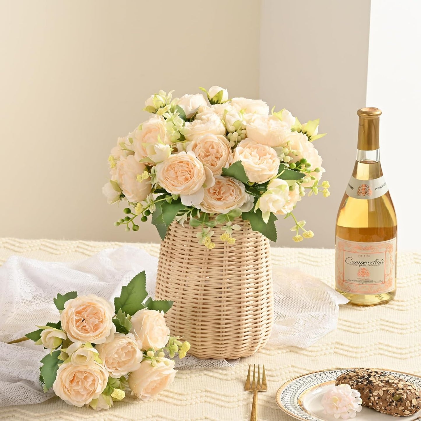 2 Packs Peonies Artificial Flowers, Light Pink Silk Artificial Peonies | Fake Peonies Artificial Peony Flower Bouquets for Centerpiece Table Wedding Party Home Decor