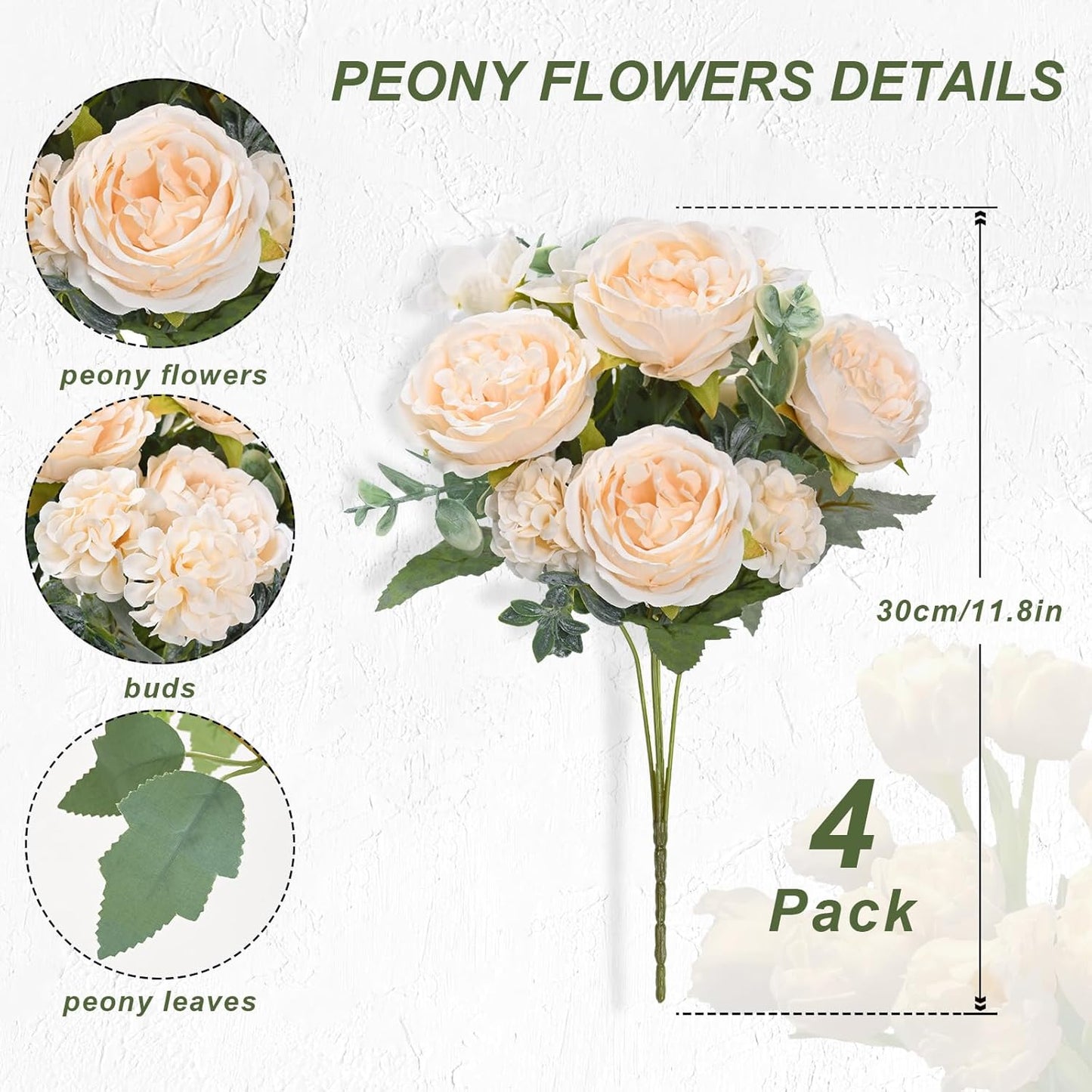 2 Packs Peonies Artificial Flowers, Light Pink Silk Artificial Peonies | Fake Peonies Artificial Peony Flower Bouquets for Centerpiece Table Wedding Party Home Decor