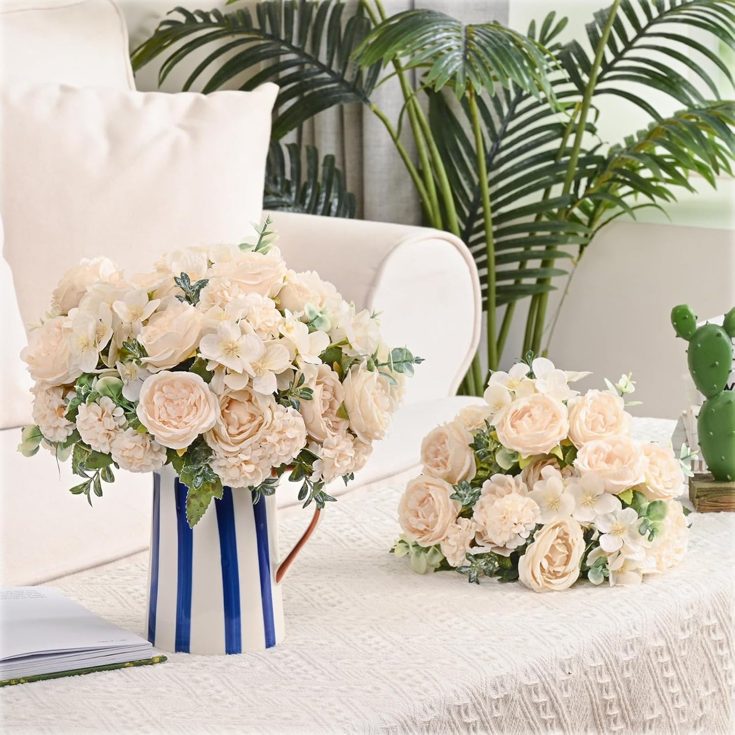 2 Packs Peonies Artificial Flowers, Light Pink Silk Artificial Peonies | Fake Peonies Artificial Peony Flower Bouquets for Centerpiece Table Wedding Party Home Decor