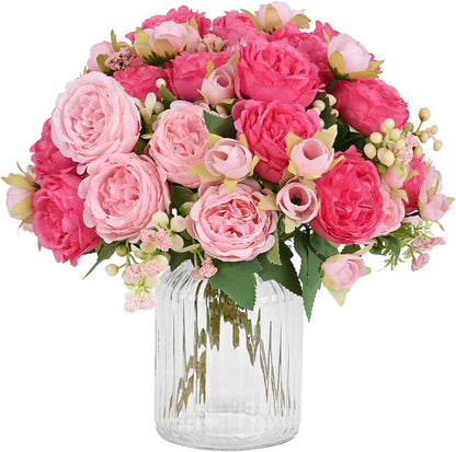 2 Packs Peonies Artificial Flowers, Light Pink Silk Artificial Peonies | Fake Peonies Artificial Peony Flower Bouquets for Centerpiece Table Wedding Party Home Decor
