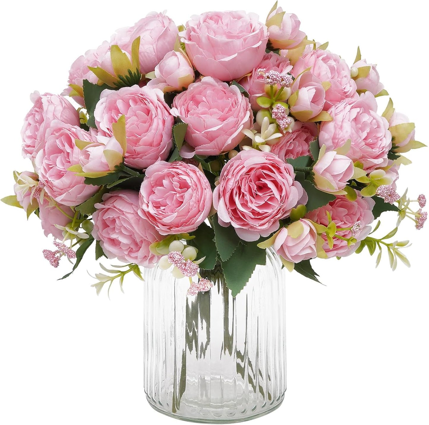 2 Packs Peonies Artificial Flowers, Light Pink Silk Artificial Peonies | Fake Peonies Artificial Peony Flower Bouquets for Centerpiece Table Wedding Party Home Decor