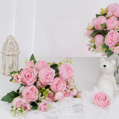 2 Packs Peonies Artificial Flowers, Light Pink Silk Artificial Peonies | Fake Peonies Artificial Peony Flower Bouquets for Centerpiece Table Wedding Party Home Decor