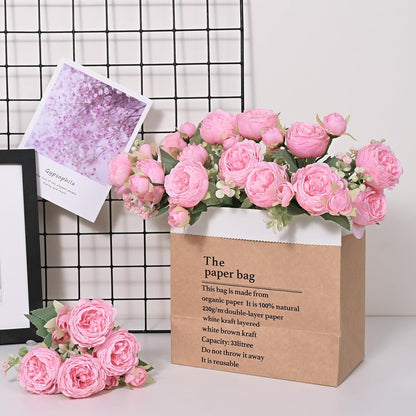 2 Packs Peonies Artificial Flowers, Light Pink Silk Artificial Peonies | Fake Peonies Artificial Peony Flower Bouquets for Centerpiece Table Wedding Party Home Decor