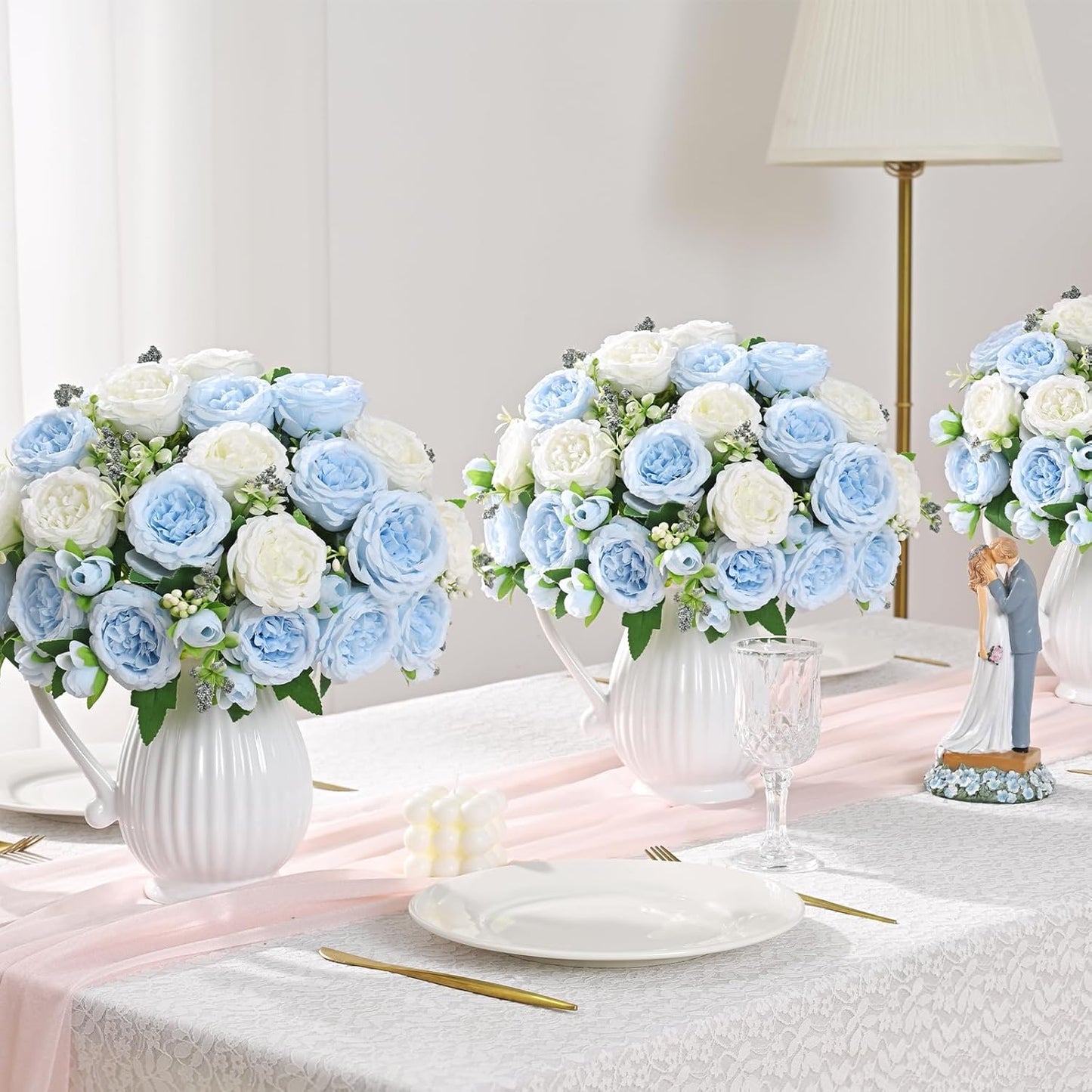 2 Packs Peonies Artificial Flowers, Light Pink Silk Artificial Peonies | Fake Peonies Artificial Peony Flower Bouquets for Centerpiece Table Wedding Party Home Decor