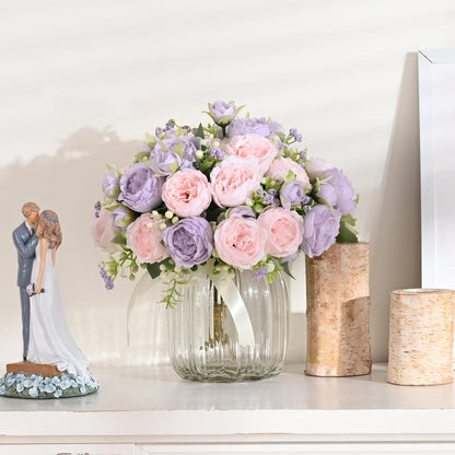 2 Packs Peonies Artificial Flowers, Light Pink Silk Artificial Peonies | Fake Peonies Artificial Peony Flower Bouquets for Centerpiece Table Wedding Party Home Decor
