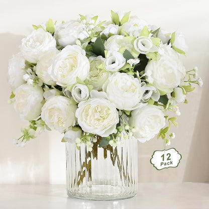 2 Packs Peonies Artificial Flowers, Light Pink Silk Artificial Peonies | Fake Peonies Artificial Peony Flower Bouquets for Centerpiece Table Wedding Party Home Decor