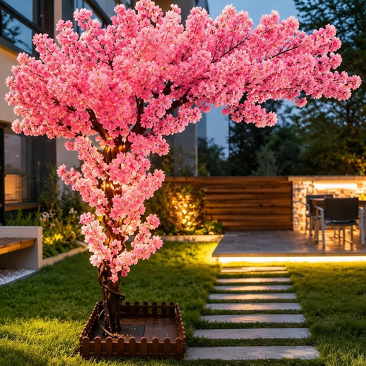 6FT Artificial Cherry Blossom Tree, Flower Trees Tall Artificial Plant, Faux Silk Plant in Pot for Home Room Porch Entryway Office Decorations Indoor Outdoor,Pink