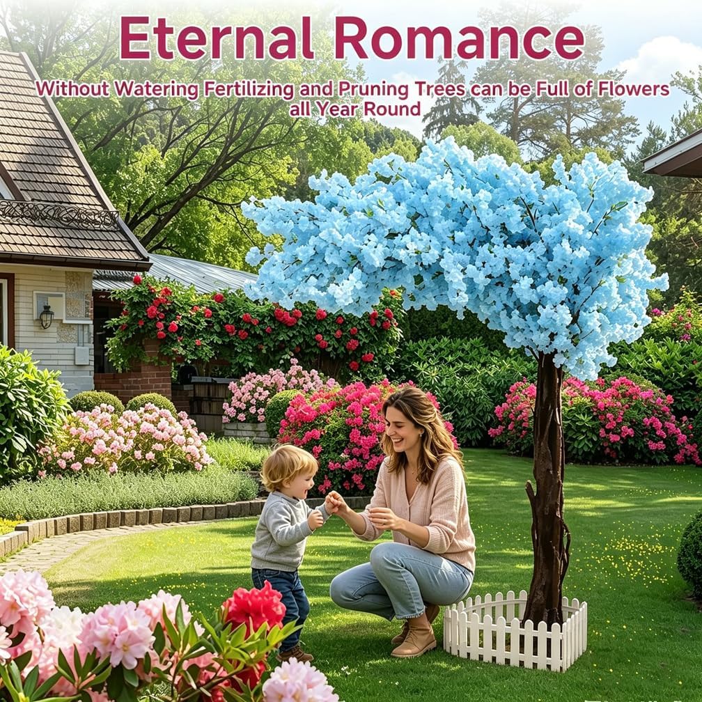 6FT Artificial Cherry Blossom Tree, Flower Trees Tall Artificial Plant, Faux Silk Plant in Pot for Home Room Porch Entryway Office Decorations Indoor Outdoor,Pink