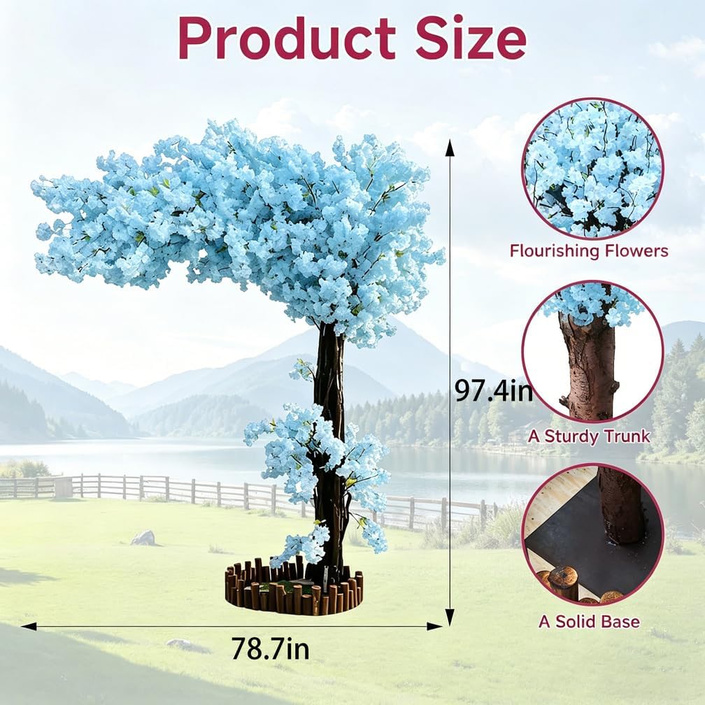 6FT Artificial Cherry Blossom Tree, Flower Trees Tall Artificial Plant, Faux Silk Plant in Pot for Home Room Porch Entryway Office Decorations Indoor Outdoor,Pink