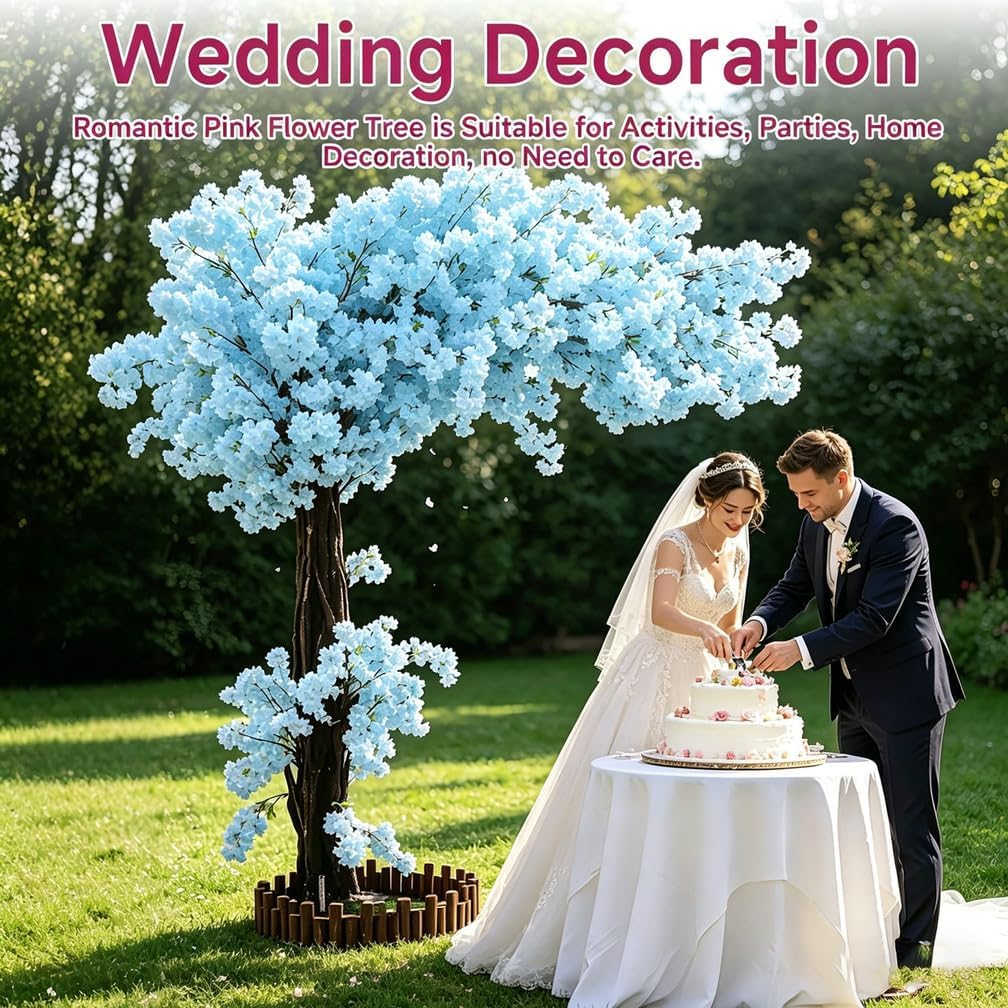 6FT Artificial Cherry Blossom Tree, Flower Trees Tall Artificial Plant, Faux Silk Plant in Pot for Home Room Porch Entryway Office Decorations Indoor Outdoor,Pink