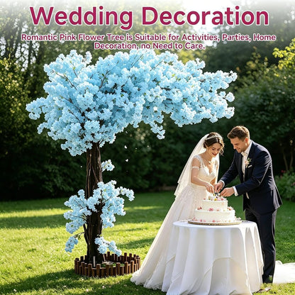 6FT Artificial Cherry Blossom Tree, Flower Trees Tall Artificial Plant, Faux Silk Plant in Pot for Home Room Porch Entryway Office Decorations Indoor Outdoor,Pink