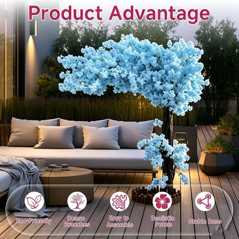 6FT Artificial Cherry Blossom Tree, Flower Trees Tall Artificial Plant, Faux Silk Plant in Pot for Home Room Porch Entryway Office Decorations Indoor Outdoor,Pink