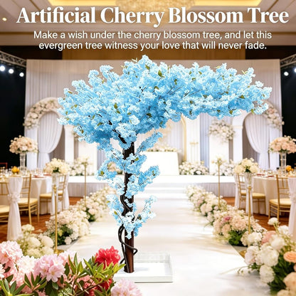 6FT Artificial Cherry Blossom Tree, Flower Trees Tall Artificial Plant, Faux Silk Plant in Pot for Home Room Porch Entryway Office Decorations Indoor Outdoor,Pink
