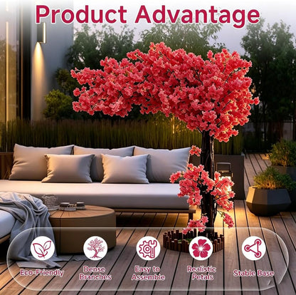 6FT Artificial Cherry Blossom Tree, Flower Trees Tall Artificial Plant, Faux Silk Plant in Pot for Home Room Porch Entryway Office Decorations Indoor Outdoor,Pink