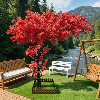 6FT Artificial Cherry Blossom Tree, Flower Trees Tall Artificial Plant, Faux Silk Plant in Pot for Home Room Porch Entryway Office Decorations Indoor Outdoor,Pink