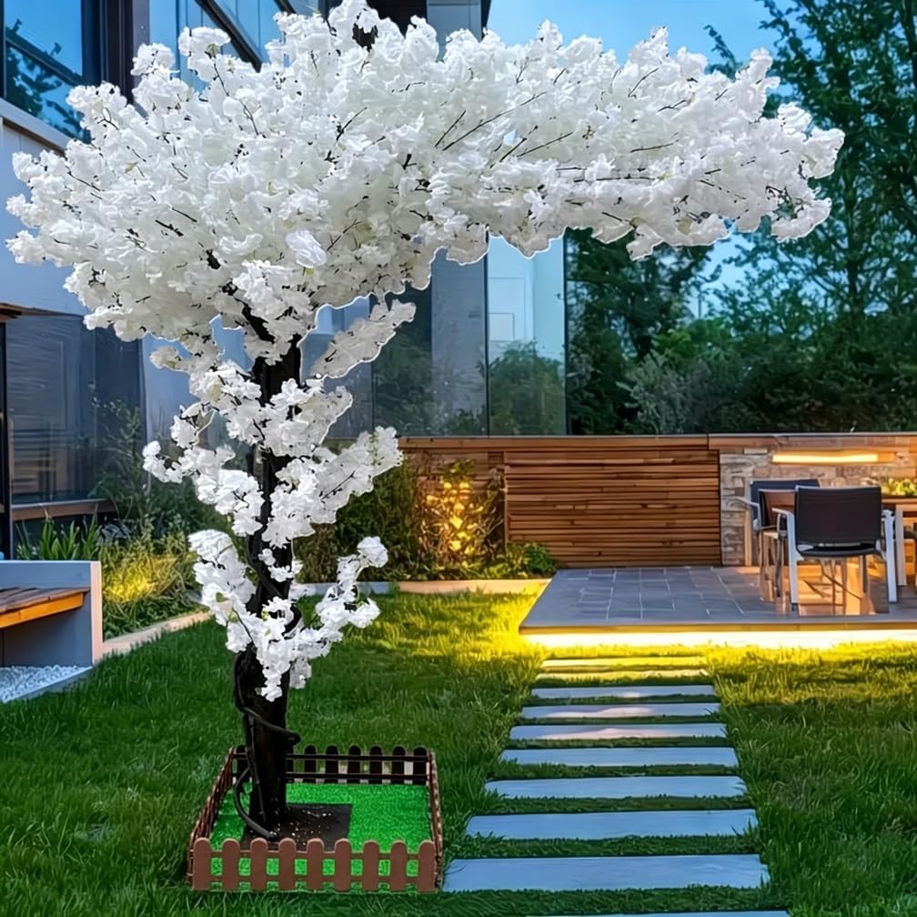6FT Artificial Cherry Blossom Tree, Flower Trees Tall Artificial Plant, Faux Silk Plant in Pot for Home Room Porch Entryway Office Decorations Indoor Outdoor,Pink