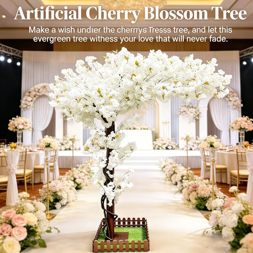 6FT Artificial Cherry Blossom Tree, Flower Trees Tall Artificial Plant, Faux Silk Plant in Pot for Home Room Porch Entryway Office Decorations Indoor Outdoor,Pink