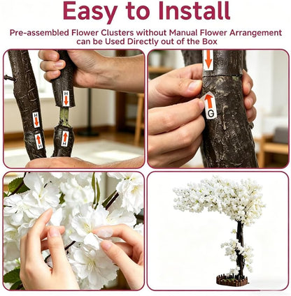 6FT Artificial Cherry Blossom Tree, Flower Trees Tall Artificial Plant, Faux Silk Plant in Pot for Home Room Porch Entryway Office Decorations Indoor Outdoor,Pink