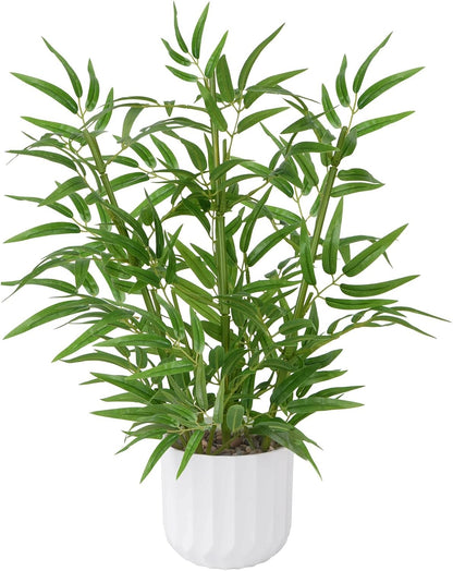 19.68 Inch Artificial Bamboo Plants with White Pot for Indoor Decor