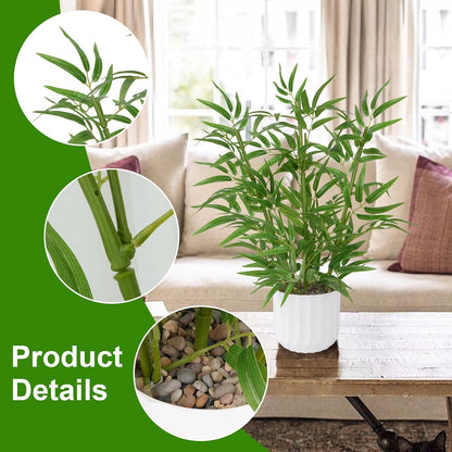 19.68 Inch Artificial Bamboo Plants with White Pot for Indoor Decor