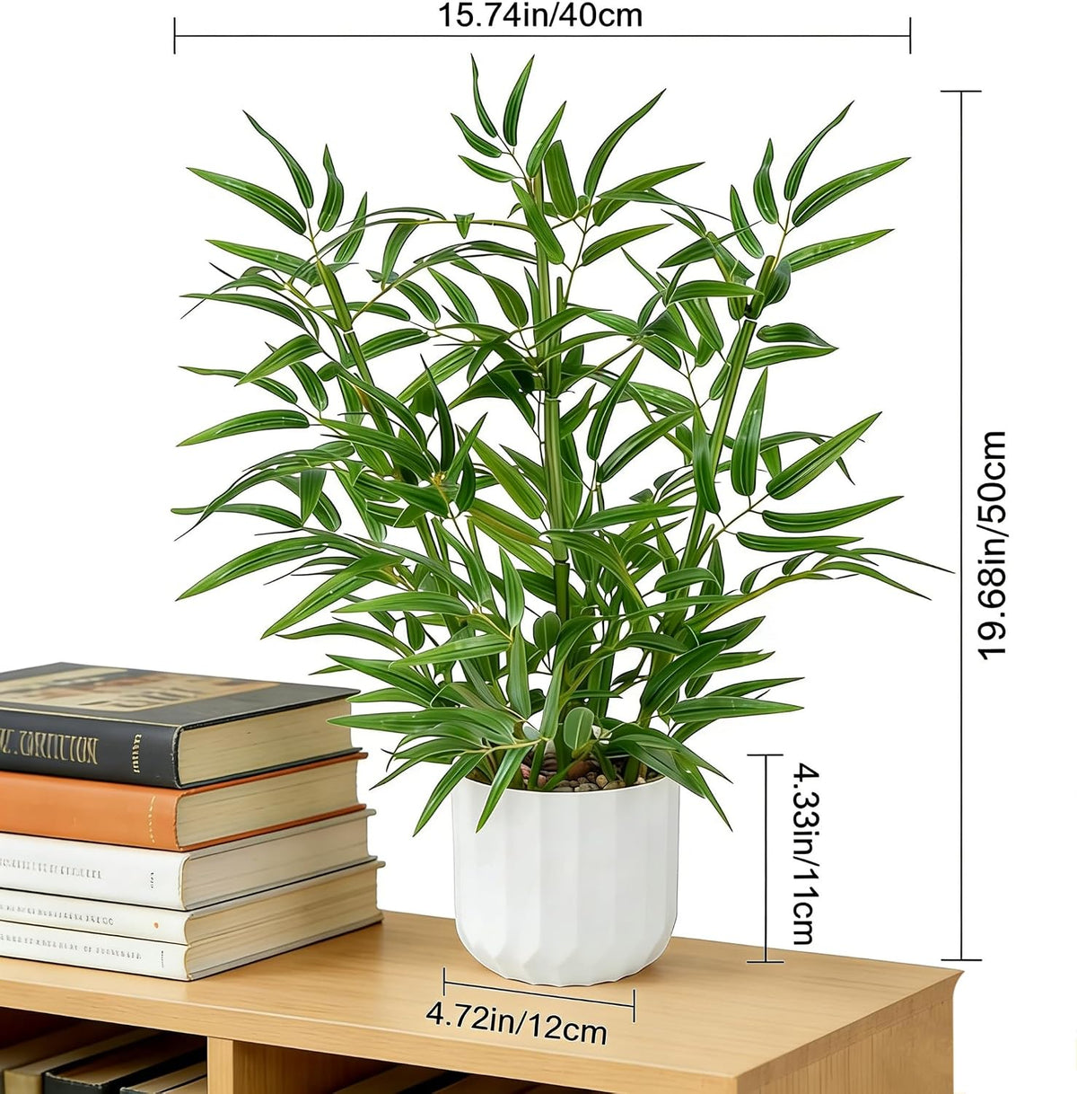 19.68 Inch Artificial Bamboo Plants with White Pot for Indoor Decor