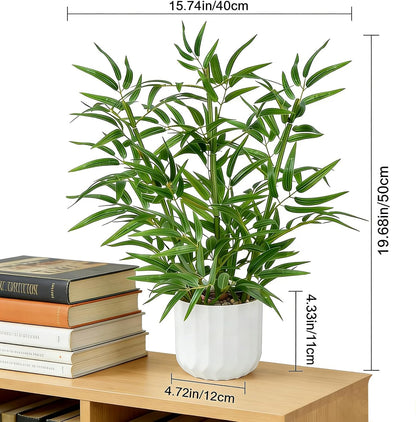 19.68 Inch Artificial Bamboo Plants with White Pot for Indoor Decor