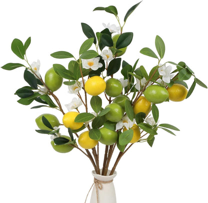Artificial Lemon Fruit Flowers 5 Pcs Artificial Lemon Branches