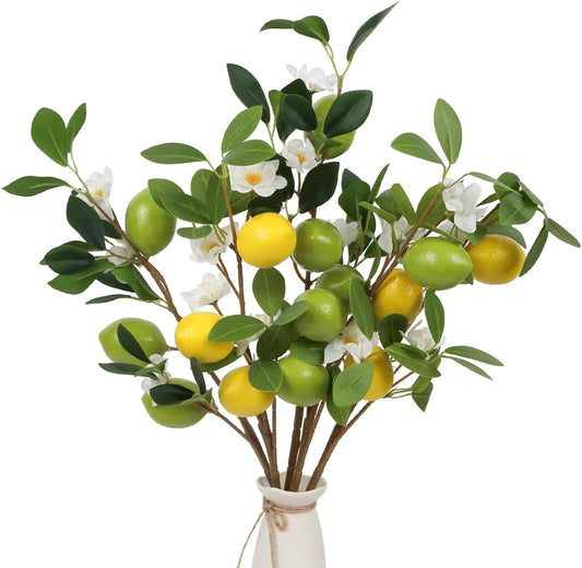 Artificial Lemon Fruit Flowers 5 Pcs Artificial Lemon Branches