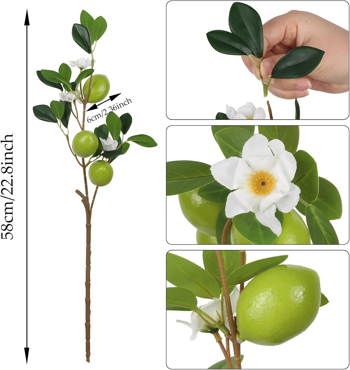 Artificial Lemon Fruit Flowers 5 Pcs Artificial Lemon Branches