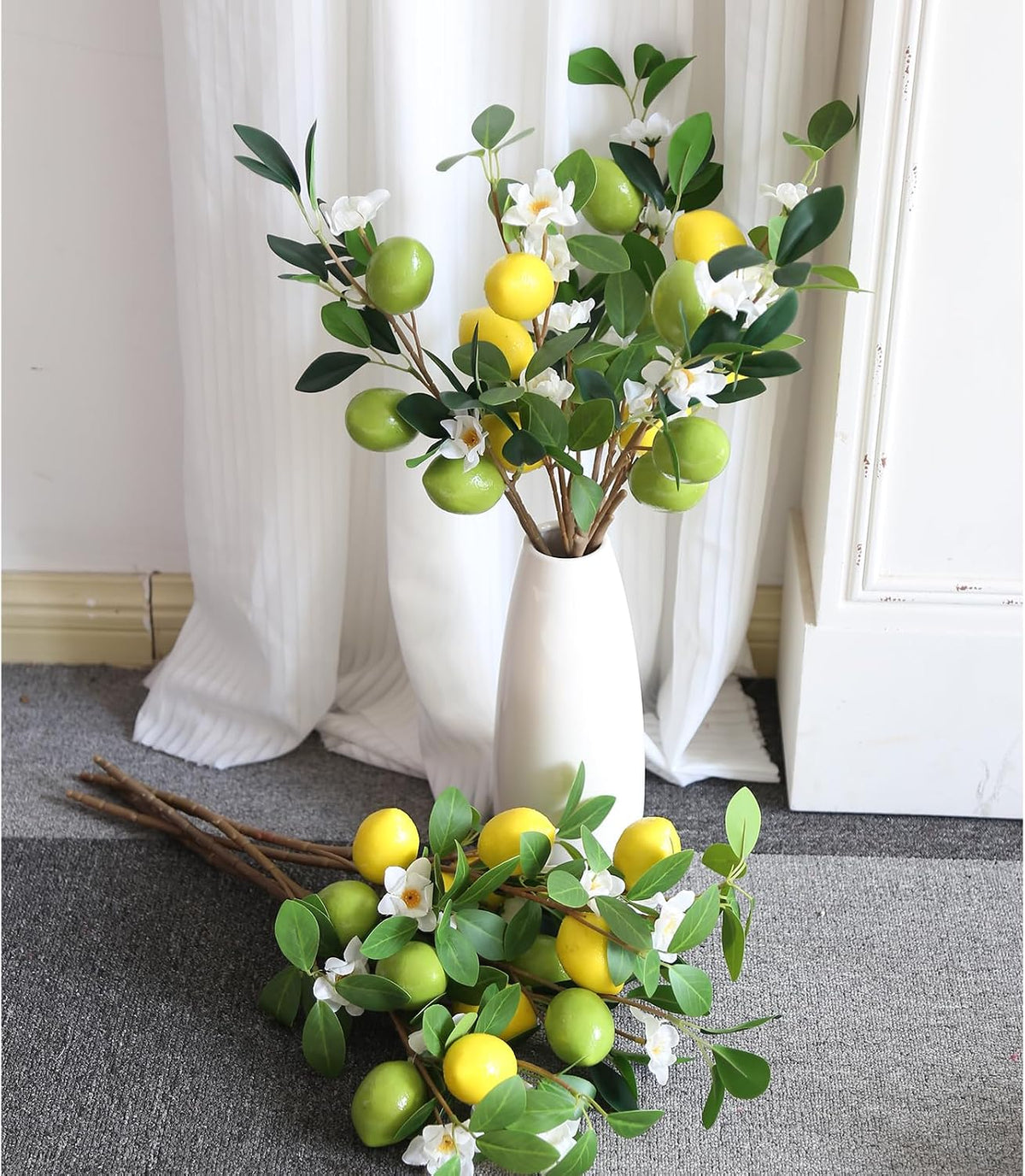 Artificial Lemon Fruit Flowers 5 Pcs Artificial Lemon Branches