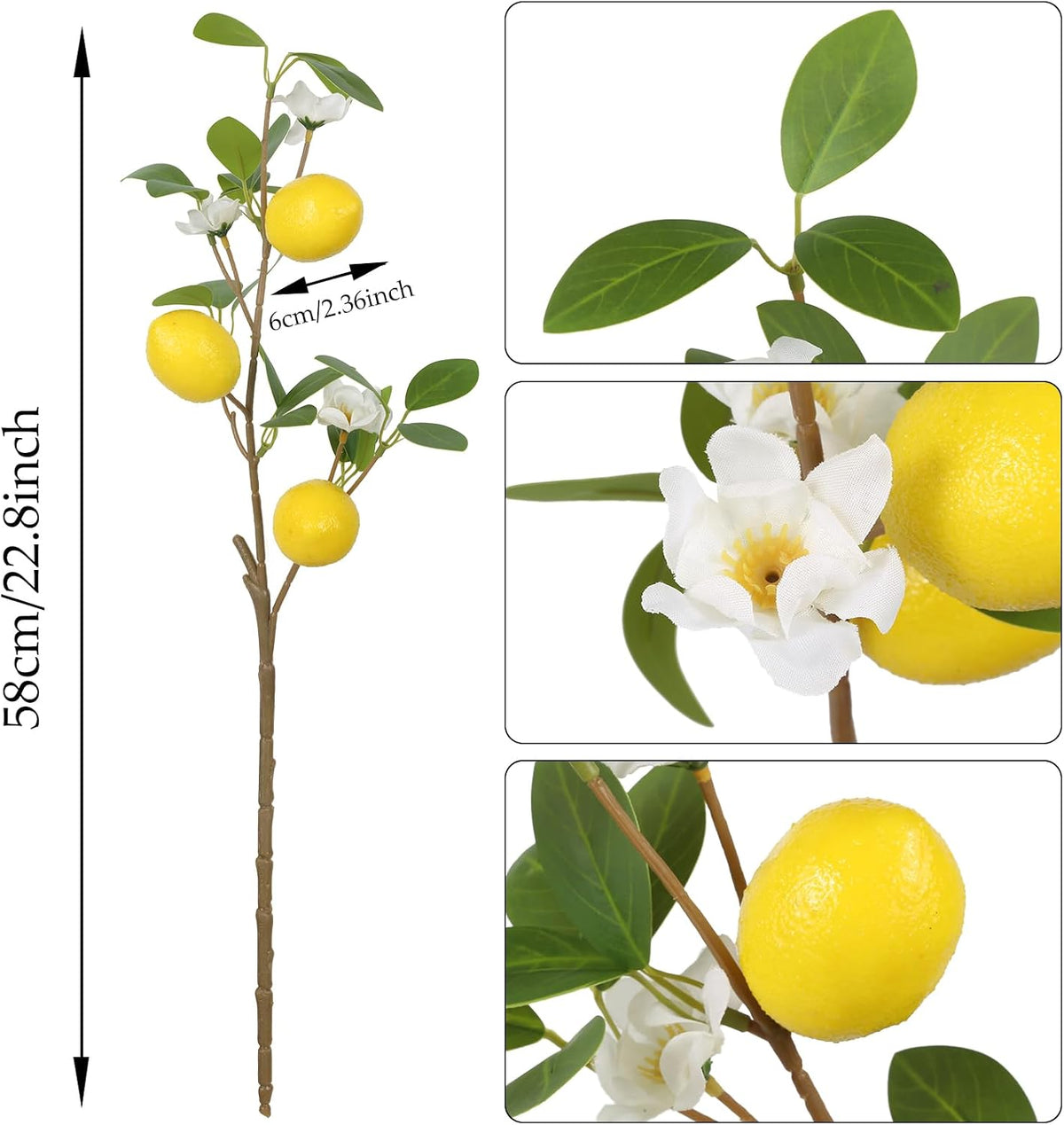 Artificial Lemon Fruit Flowers 5 Pcs Artificial Lemon Branches