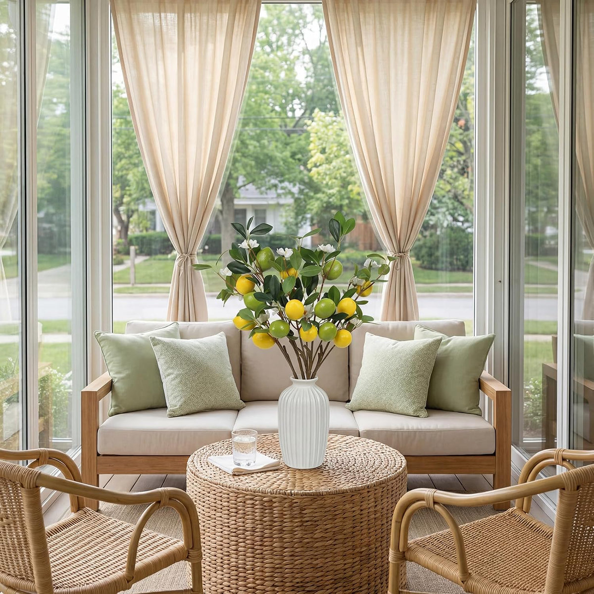 Artificial Lemon Fruit Flowers 5 Pcs Artificial Lemon Branches