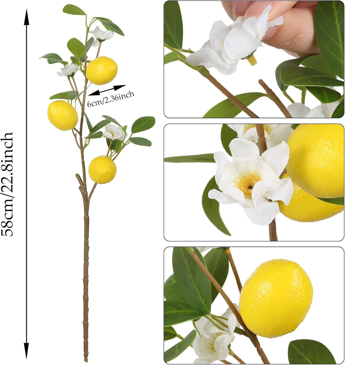 Artificial Lemon Fruit Flowers 5 Pcs Artificial Lemon Branches