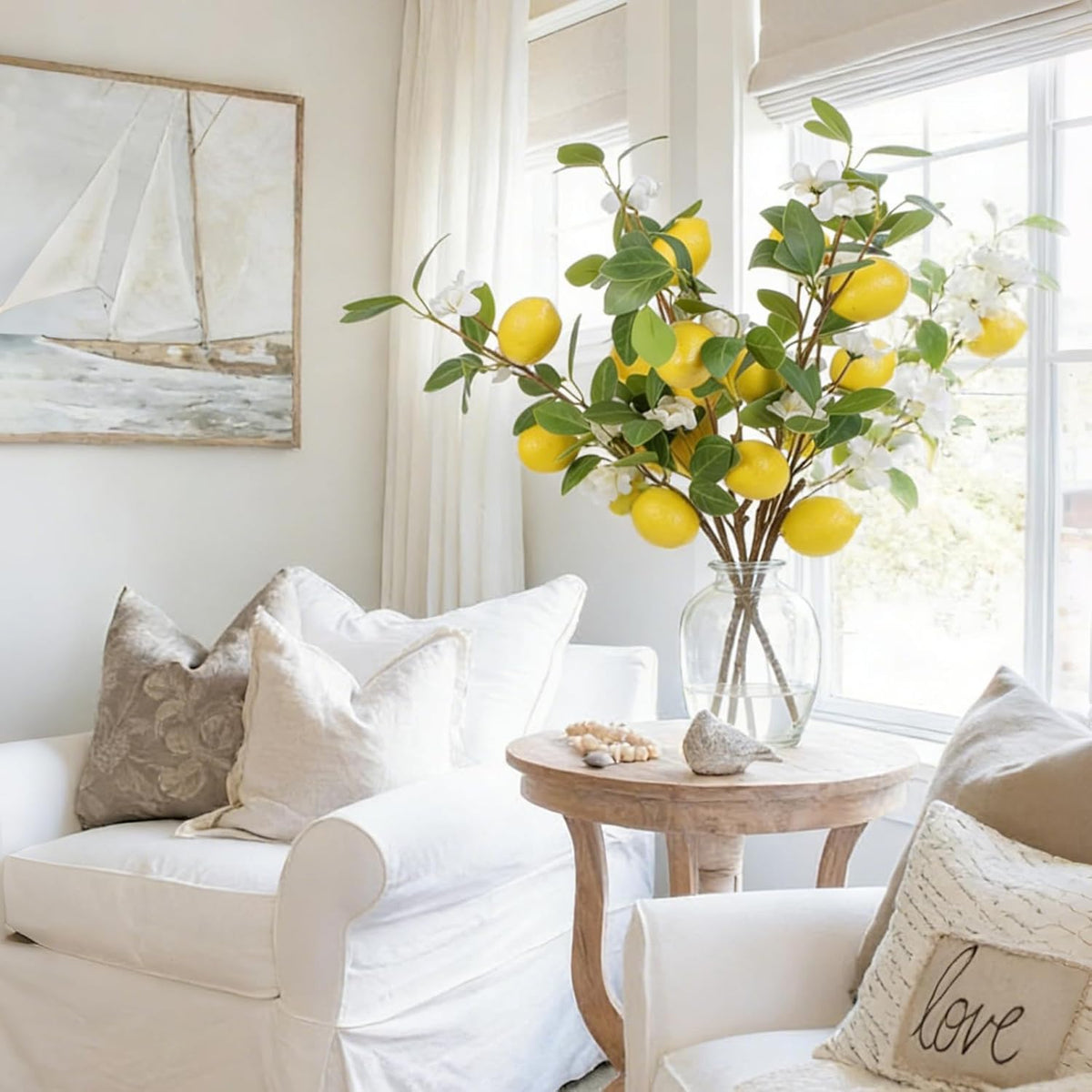 Artificial Lemon Fruit Flowers 5 Pcs Artificial Lemon Branches
