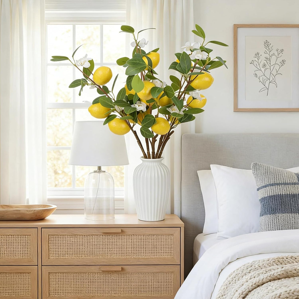 Artificial Lemon Fruit Flowers 5 Pcs Artificial Lemon Branches