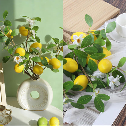 Artificial Lemon Fruit Flowers 5 Pcs Artificial Lemon Branches