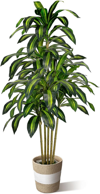 5FT Artificial Dracaena Fake Tree with Planter, Build in Basket