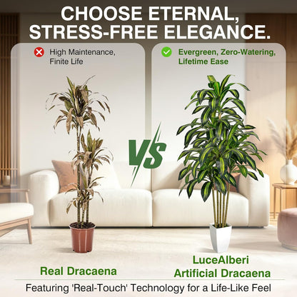 5FT Artificial Dracaena Fake Tree with Planter, Build in Basket