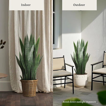3FT Artificial Snake Plant, Fake Sansevieria Indoor Outdoor, 28 Thick PE Leaves Lifelike Faux Silk Plants, Home Decor Mother in Law Tongue 35in, Greenery for Office Decoration, Green