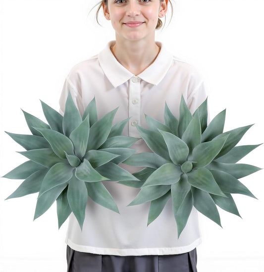 28 Inch Artificial Agave Plants Outdoor Set, Large Fake Plants Indoor for Home Decor, Realistic UV Resistant Faux Succulents Plants Without Pot, Set of 2