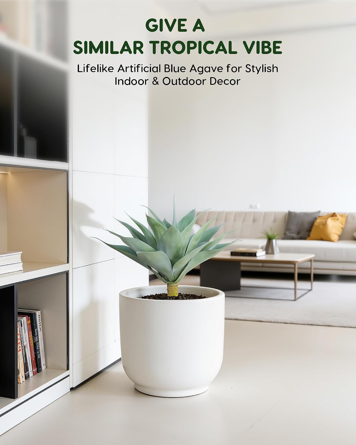 28 Inch Artificial Agave Plants Outdoor Set, Large Fake Plants Indoor for Home Decor, Realistic UV Resistant Faux Succulents Plants Without Pot, Set of 2
