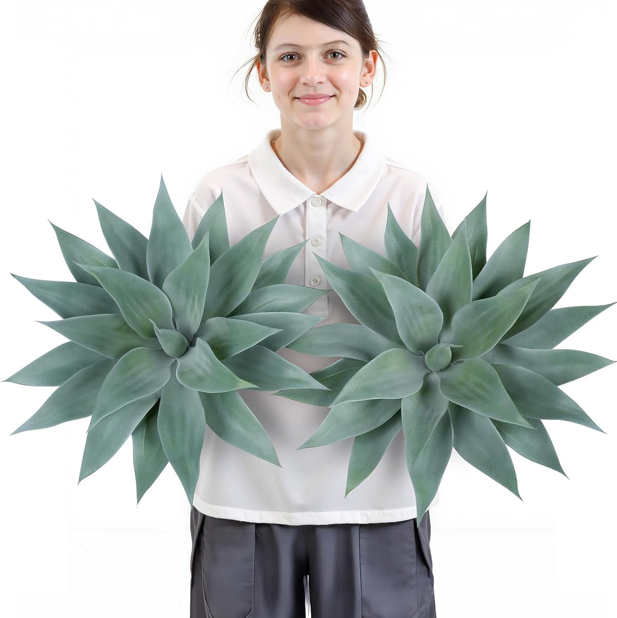 28 Inch Artificial Agave Plants Outdoor Set, Large Fake Plants Indoor for Home Decor, Realistic UV Resistant Faux Succulents Plants Without Pot, Set of 2
