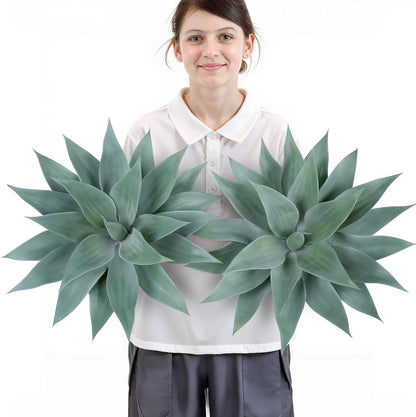 28 Inch Artificial Agave Plants Outdoor Set, Large Fake Plants Indoor for Home Decor, Realistic UV Resistant Faux Succulents Plants Without Pot, Set of 2